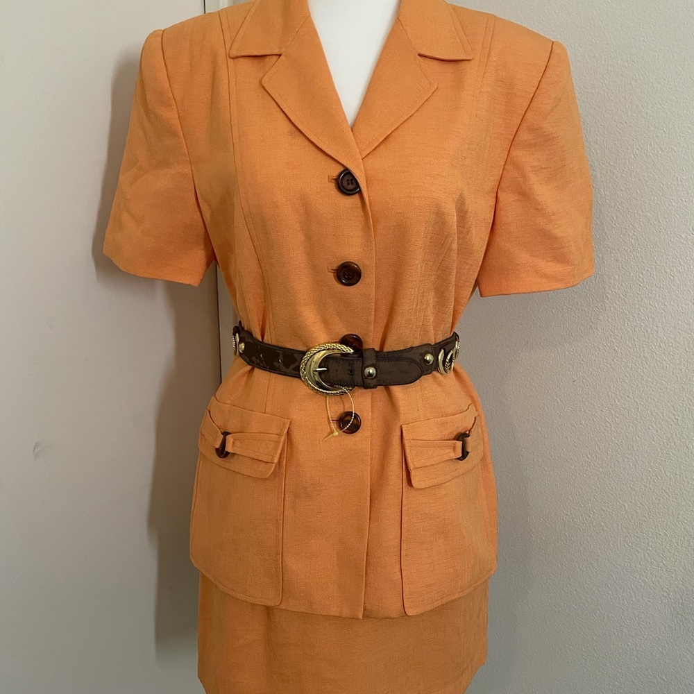 Vintage cream orange Skirt suit